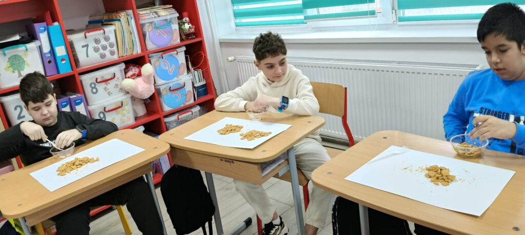 Elevii care lucrează la activitate