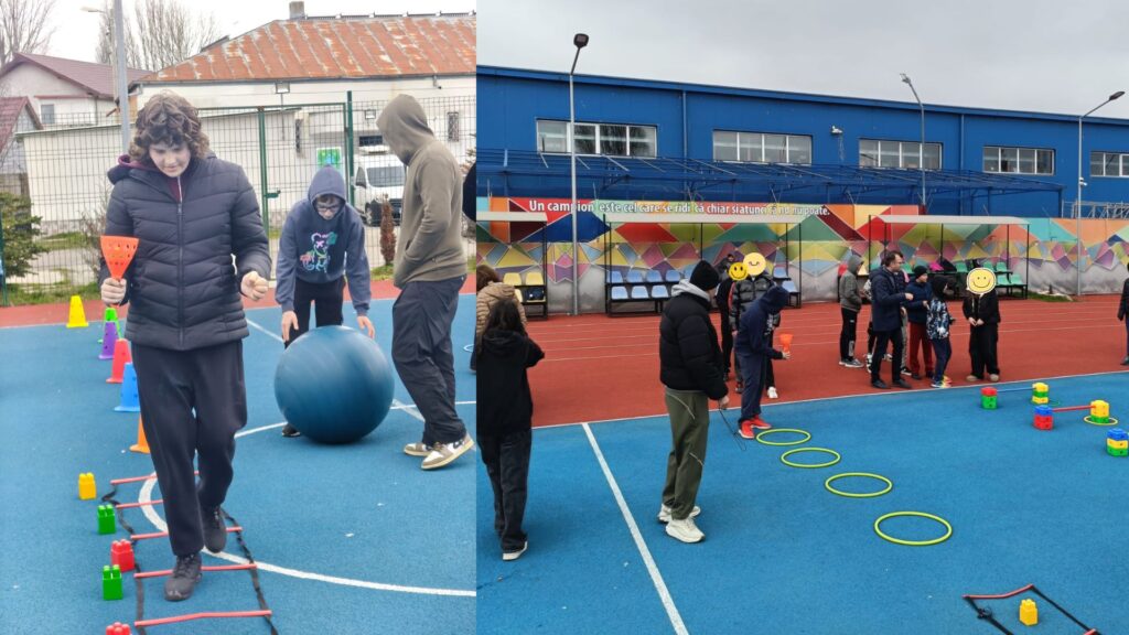 Elevi sar peste obstacole