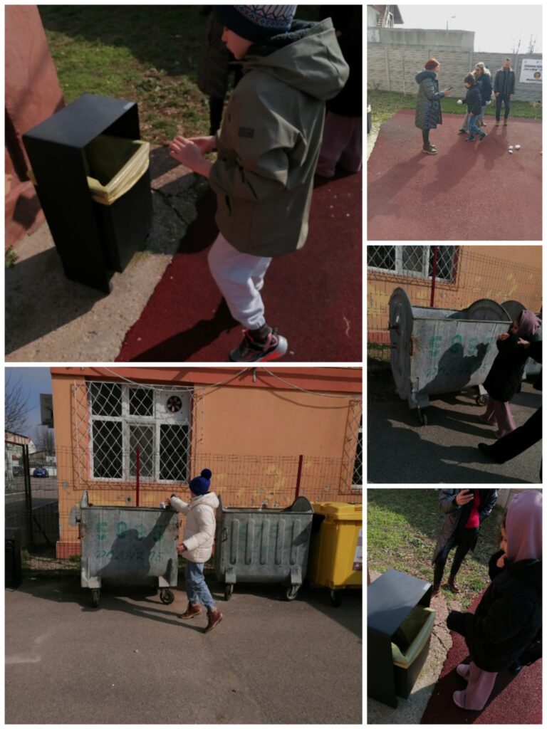 Curățenie în curtea scolii