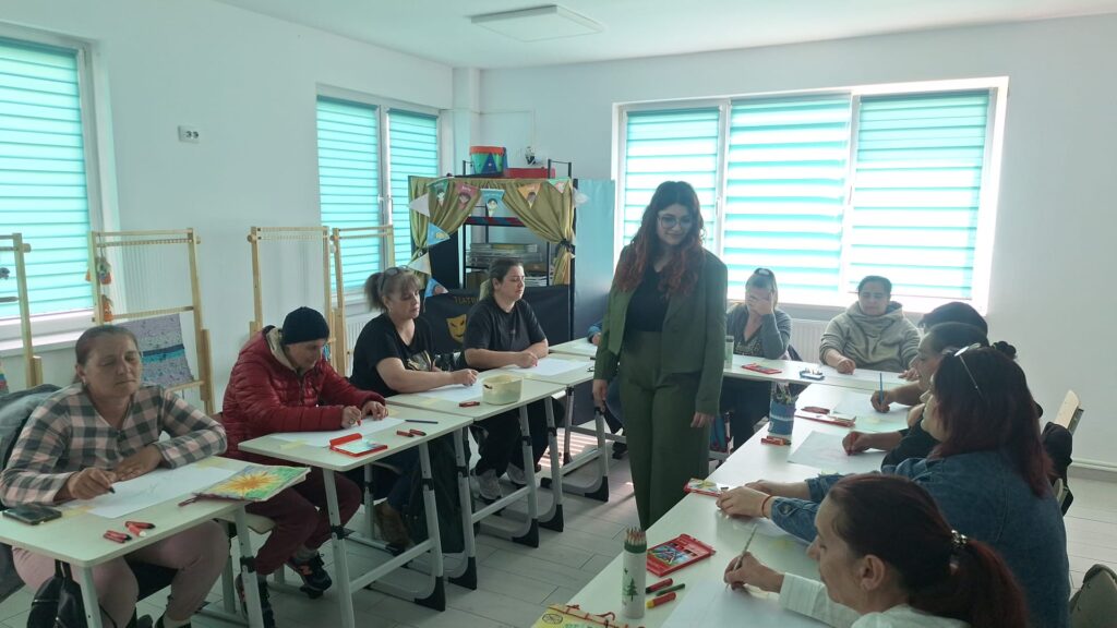 Doamna profesoară sprijină părinții în realizarea lucrărilor