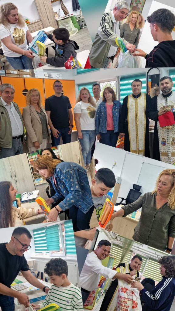 colaj cu Colaj cu elevii și preoții și voluntarii