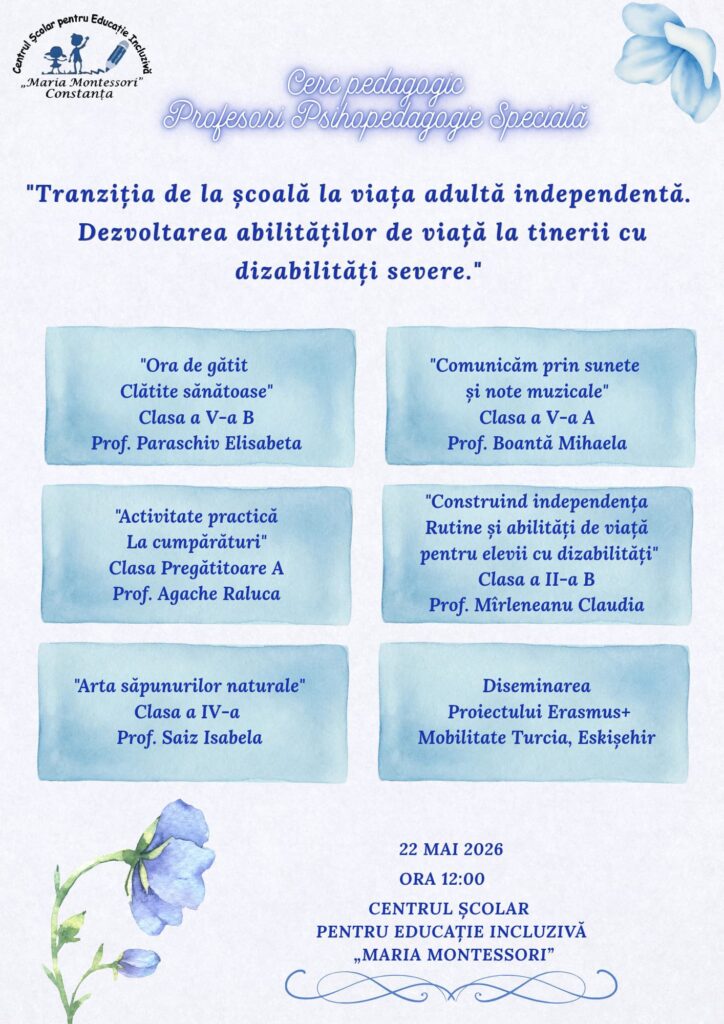 imagine cu activitățile prezentate la cercul pedagogic - ora de gătit, comunicăm prin sunete și note muzicale, la cumpărături, arta săpunurilor naturale, construind independența, diseminarea mobilității erasmus+ în Turcia