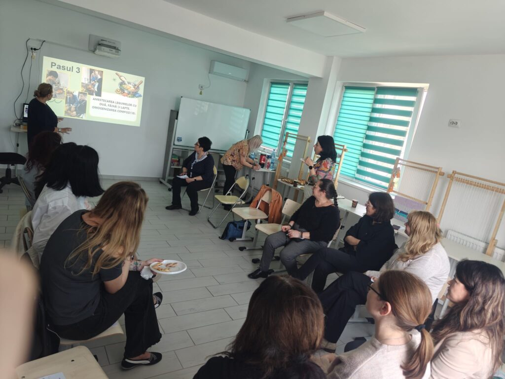 Doamna profesoară prezintă lecția - prezentare powerpoint, pasul 3 din lecție - amestecarea ingredientelor
